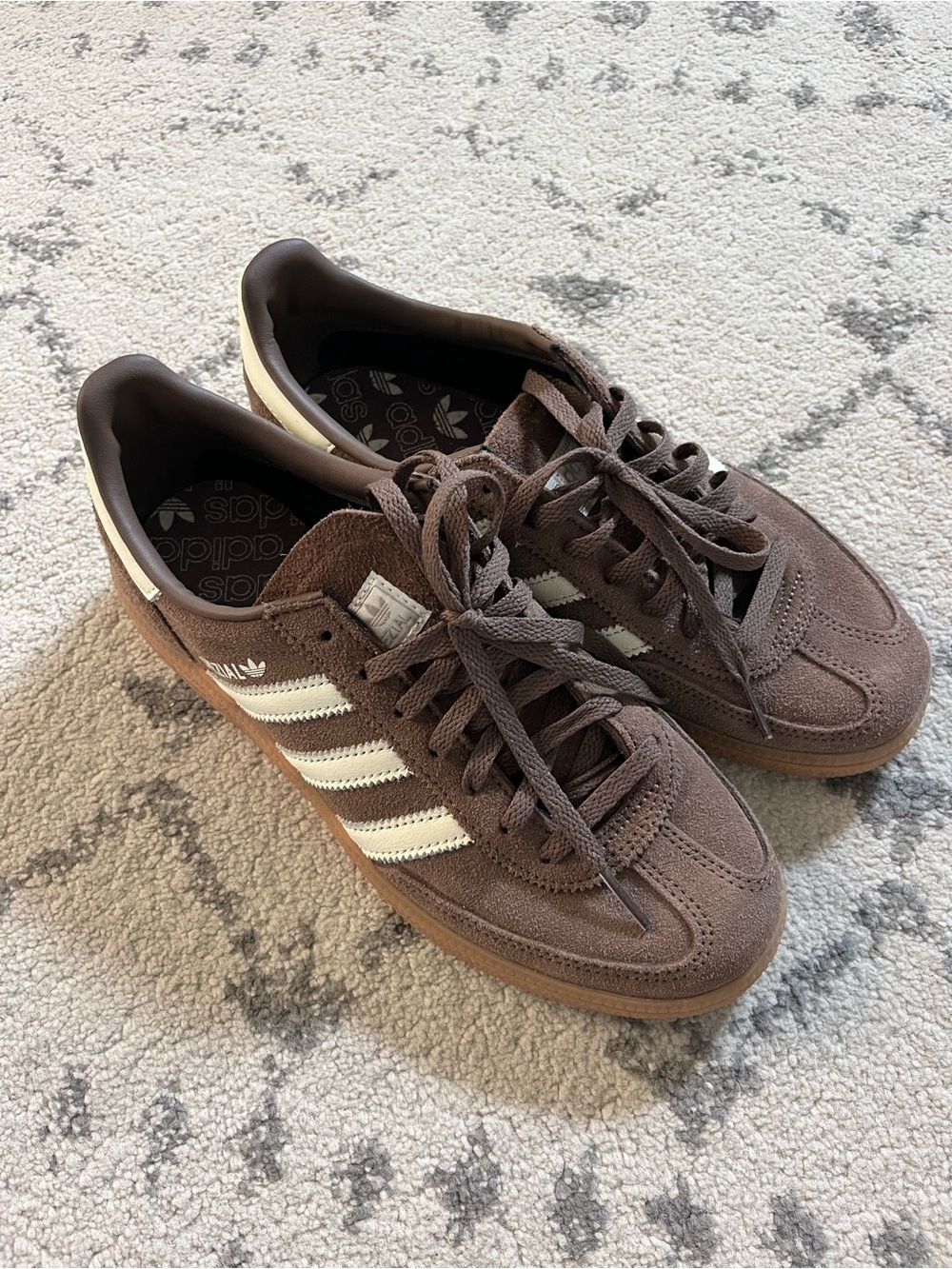adidas Brown Suede Sneakers with White Three Stripes